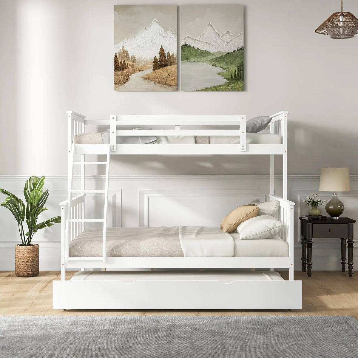 3-in-1 Twin Over Full Bunk Bed with Trundle and Ladder by DirectDeals