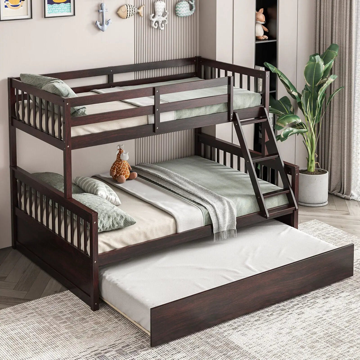 Twin Over Full Convertible Bunk Bed with Twin Trundle by DirectDeals