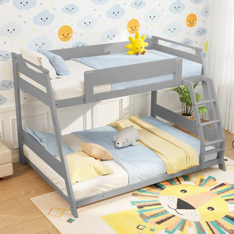 Twin Over Full Low Bunk Bed with Reversible Ladder by DirectDeals