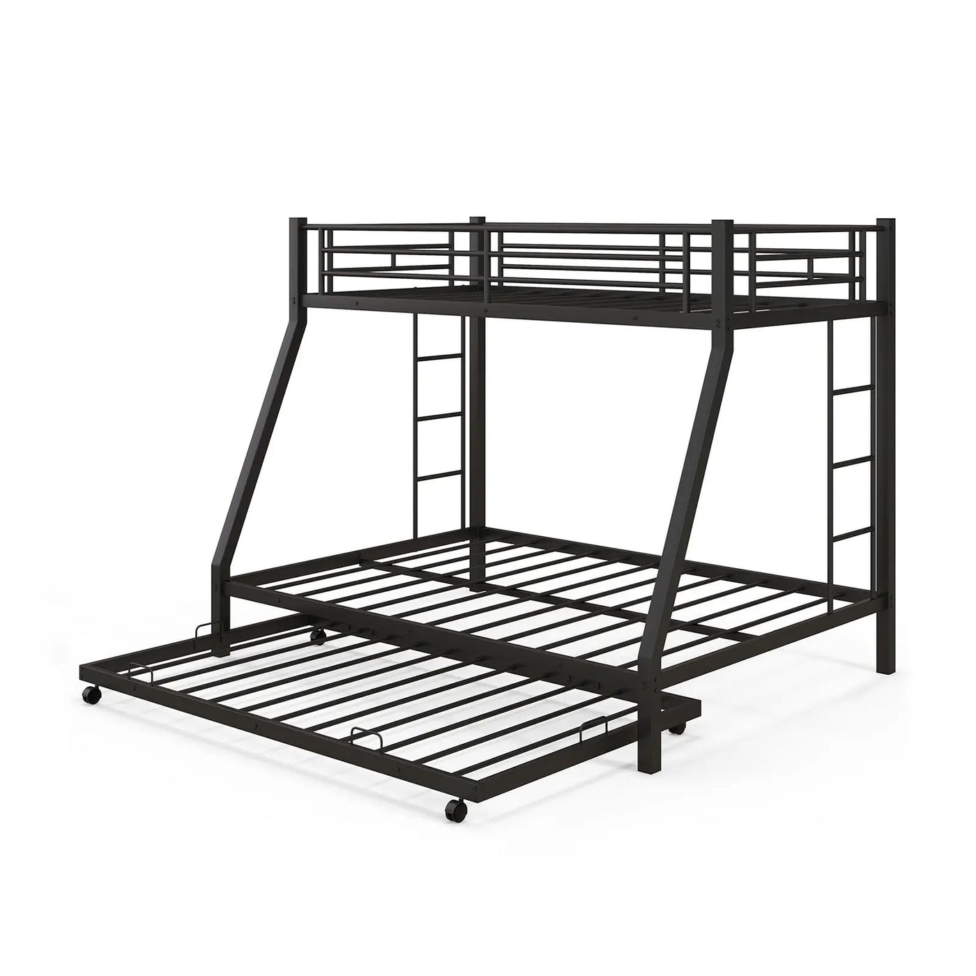 Twin Over Full Bunk Bed Frame with Trundle for Guest Room by DirectDeals