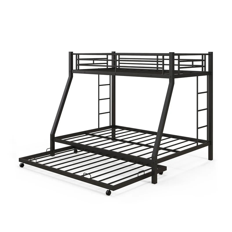 Twin Over Full Bunk Bed Frame with Trundle for Guest Room by DirectDeals