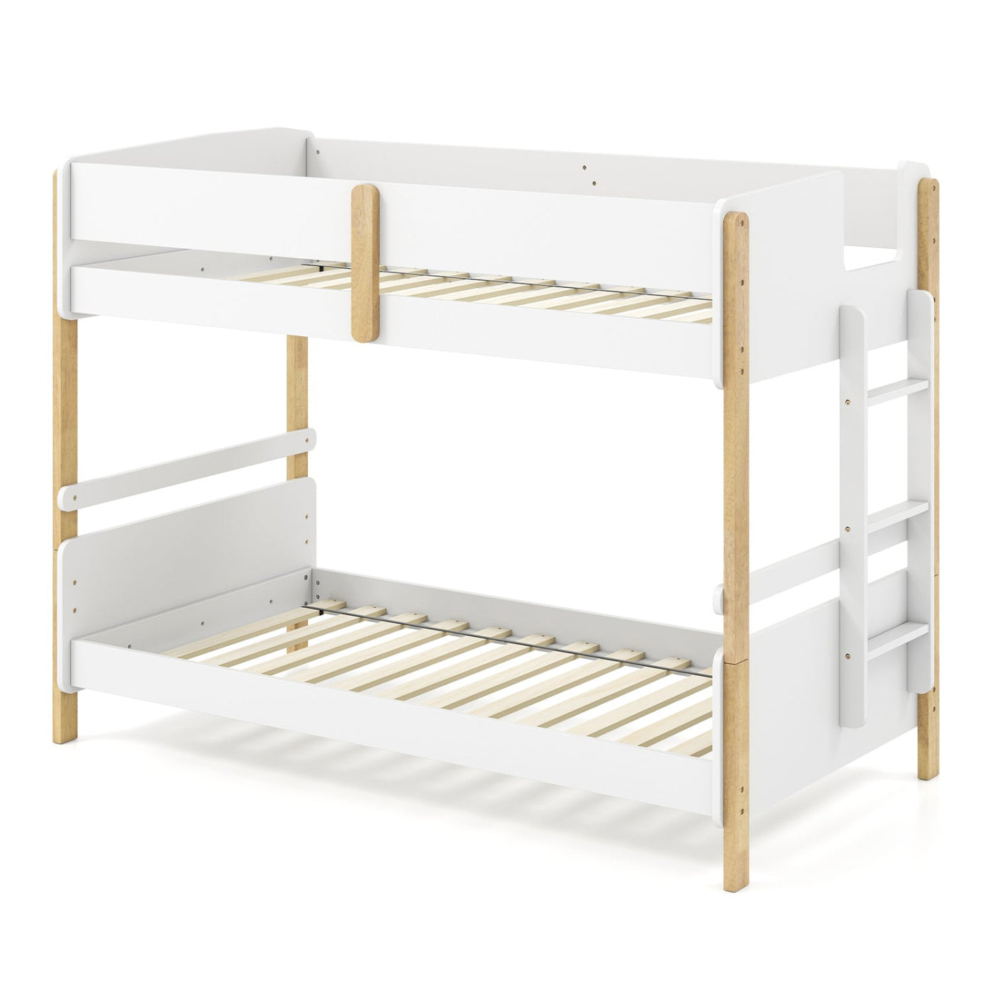 Twin Over Twin Bunk Bed with Convertible Design and Ladder by DirectDeals