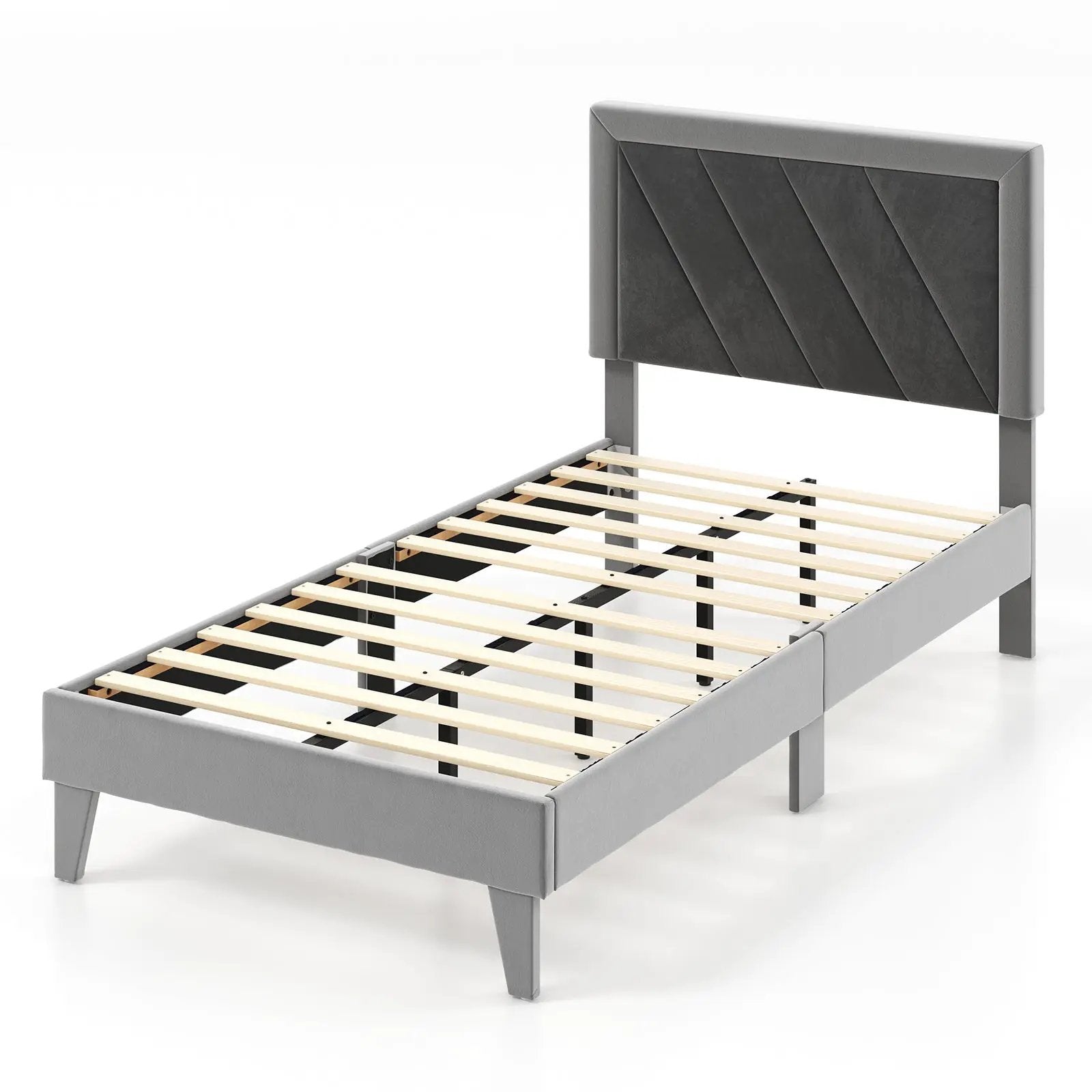 Twin/Full/Queen Platform Bed with High Headboard and Wooden Slats by DirectDeals