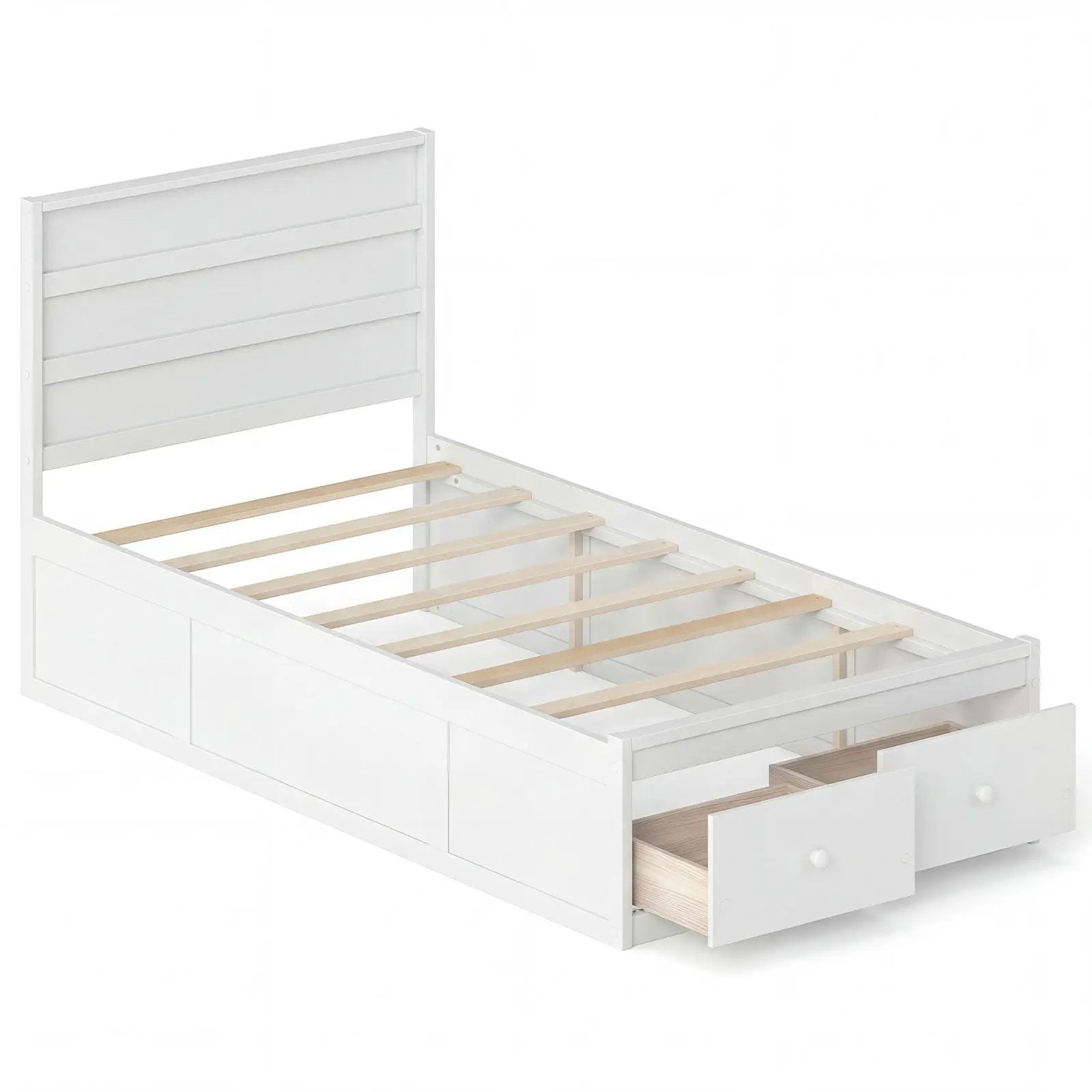 Twin Size Bed Frame with Storage Drawers and Headboard by DirectDeals
