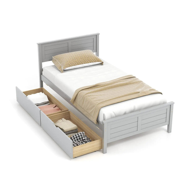 Twin Size Bed Frame with Storage Drawers by DirectDeals