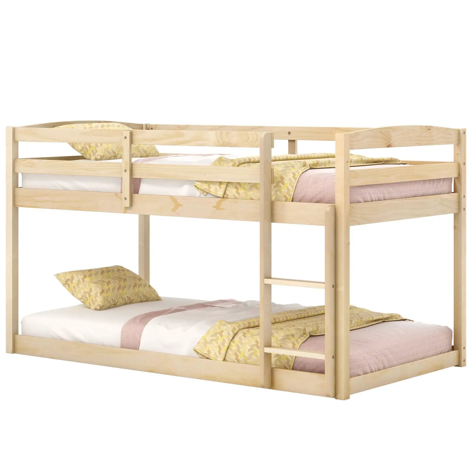 Twin Size Bunk Bed with High Guardrails and Integrated Ladder by DirectDeals