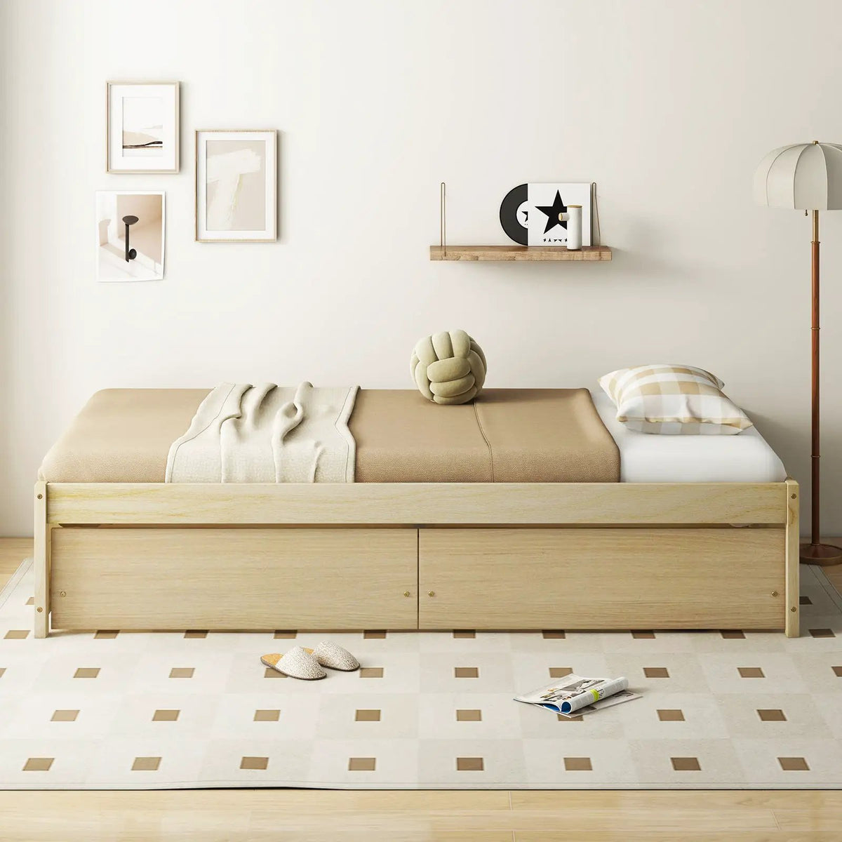 Twin Size Captain Bed with 2 Drawers and Slats Support by DirectDeals