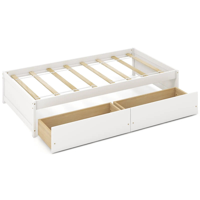 Twin Size Captain Bed with 2 Drawers and Slats Support by DirectDeals