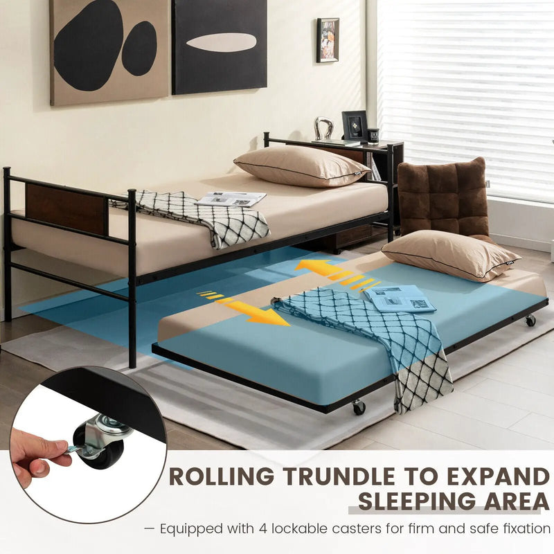 Twin Size 2-In-1 Daybed Frame with Pullout Trundle by DirectDeals
