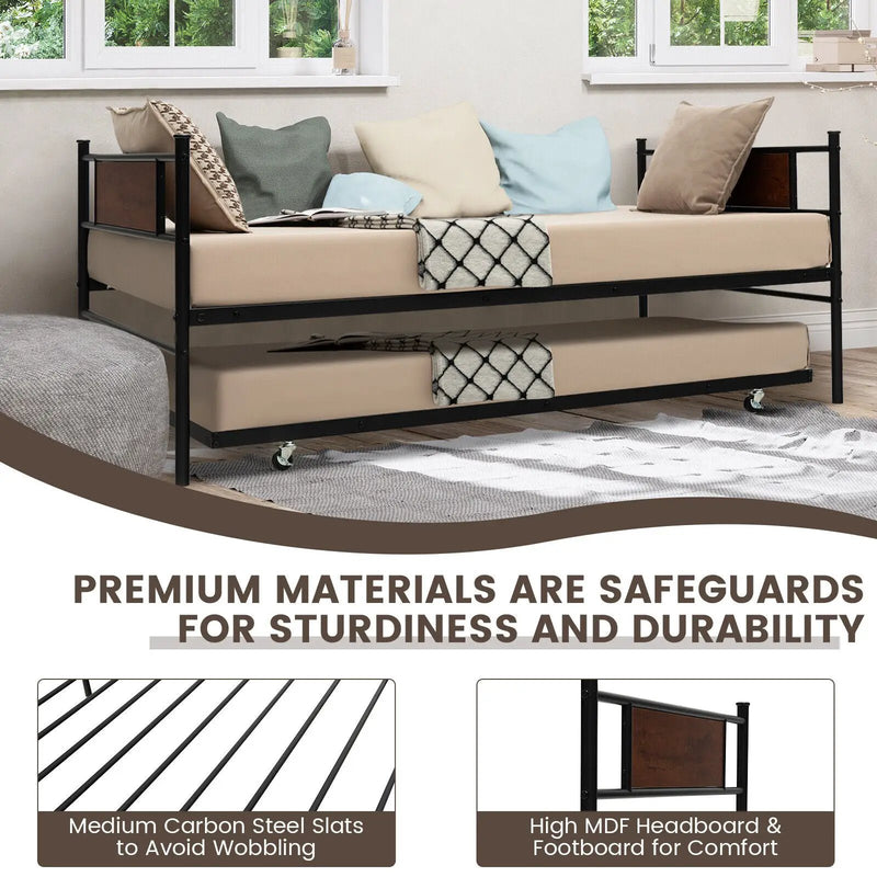 Twin Size 2-In-1 Daybed Frame with Pullout Trundle by DirectDeals