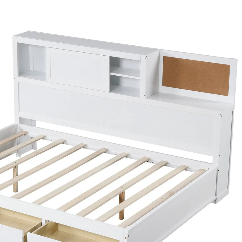 Twin/Full Size Wooden Daybed with 3 Drawers with Storage Shelves by DirectDeals