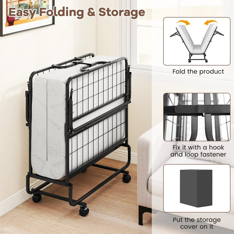 „ÄêFree $29 Pillow with Bed Purchase„ÄëTwin Size Folding Bed with 5 Inch Mattress by DirectDeals