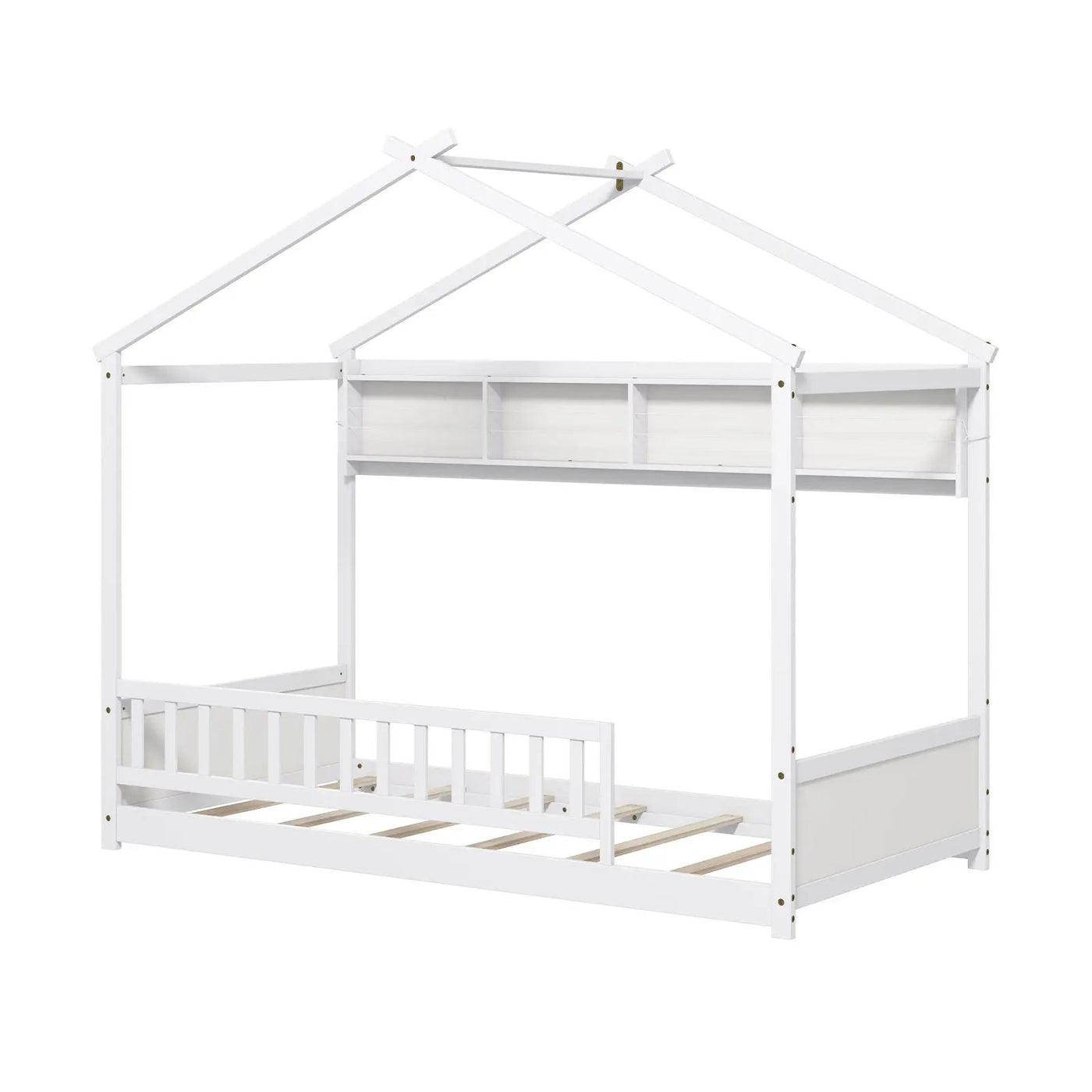 Twin Size House Bed with Storage Shelf and Headboard by DirectDeals