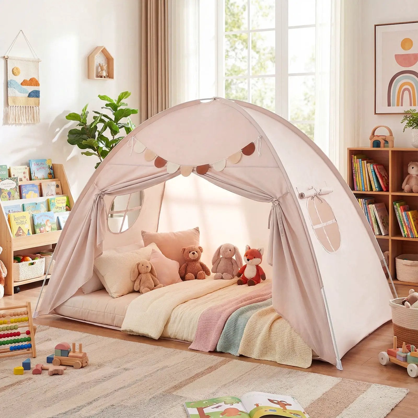 Twin Size Indoor Canopy Tent for Kids with 2 Window and Suits 3+ by DirectDeals