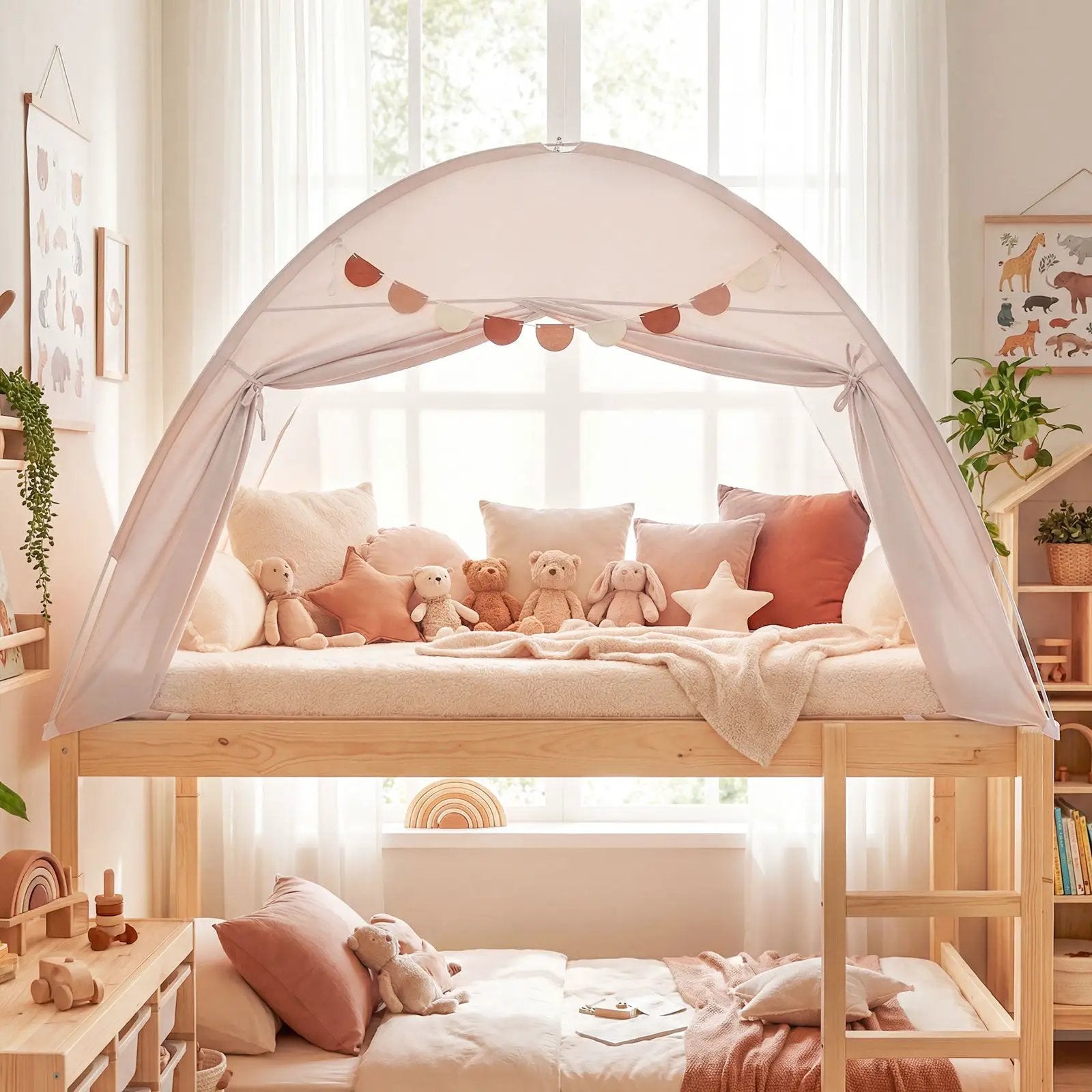 Twin Size Indoor Canopy Tent for Kids with 2 Window and Suits 3+ by DirectDeals