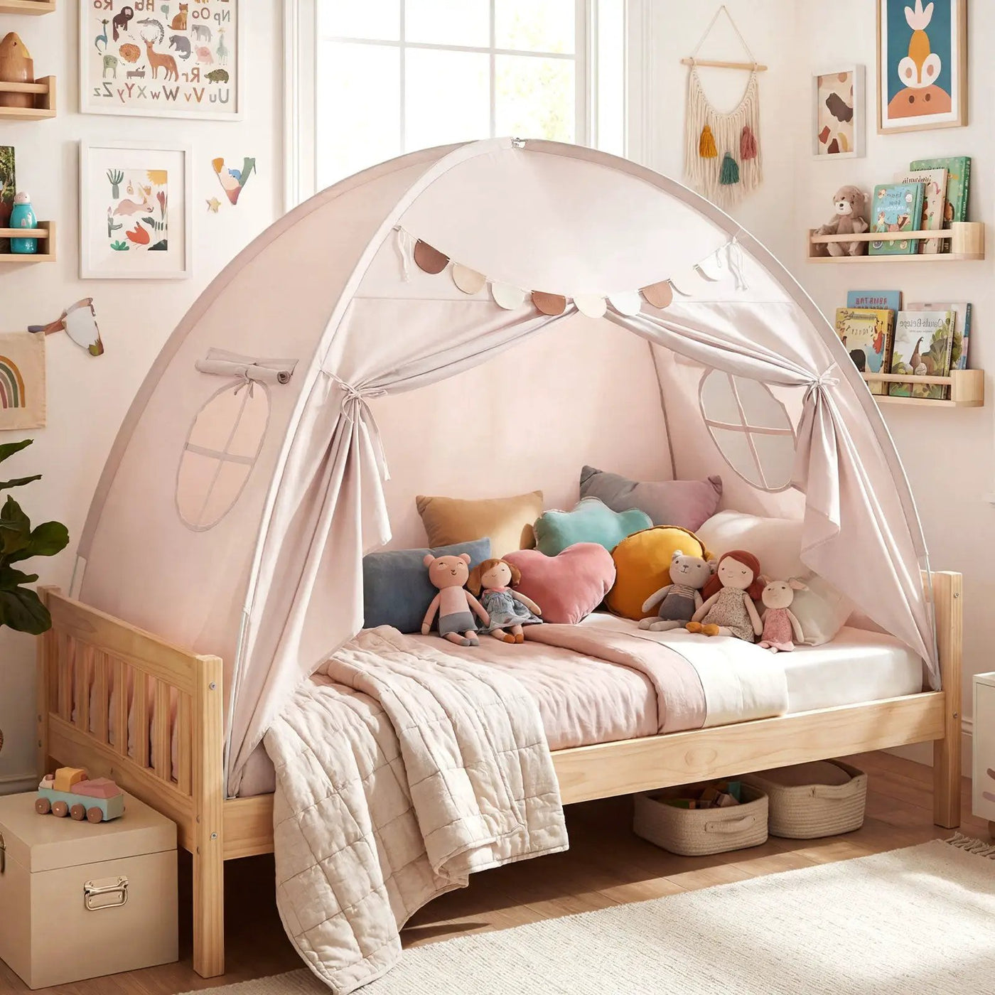 Twin Size Indoor Canopy Tent for Kids with 2 Window and Suits 3+ by DirectDeals