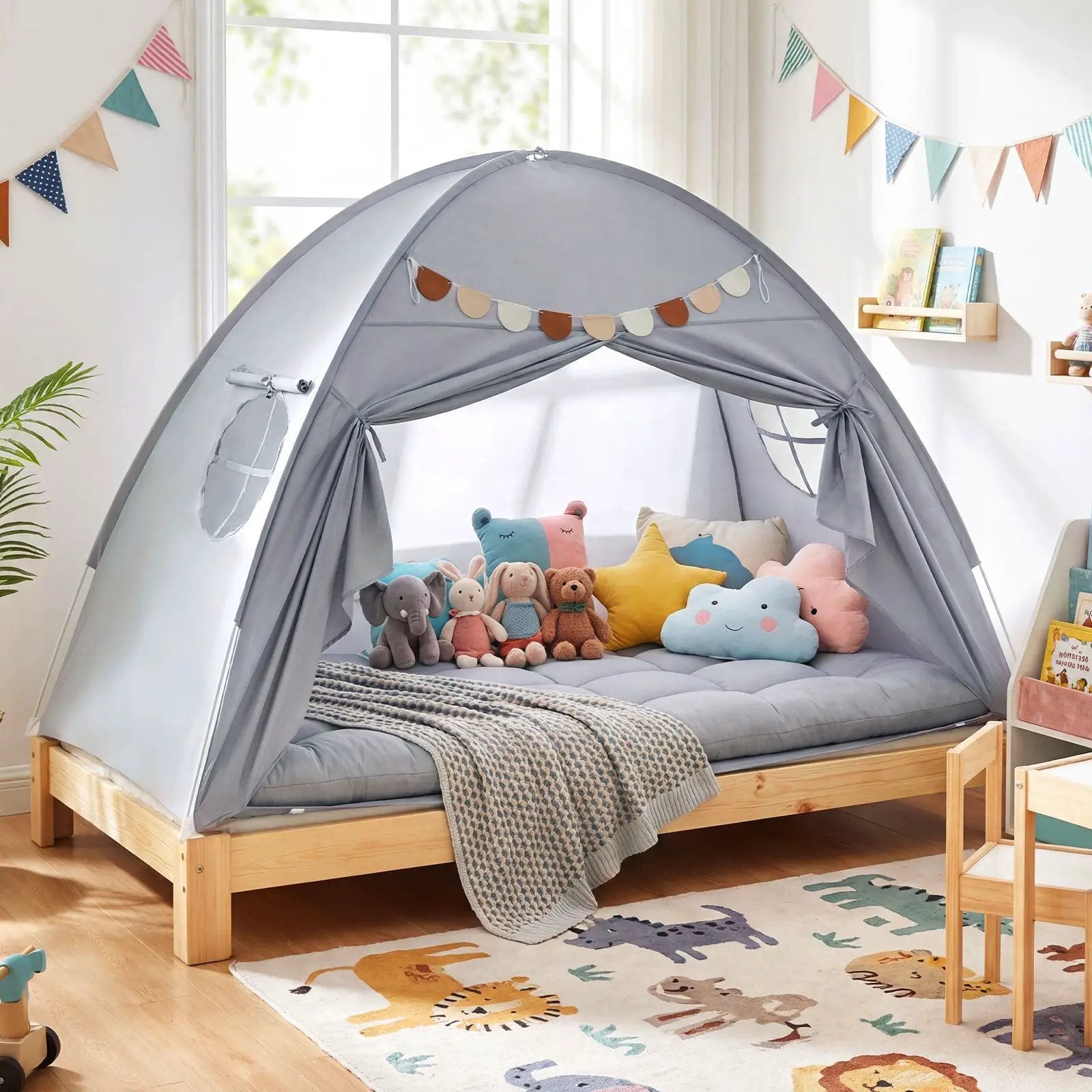 Twin Size Indoor Canopy Tent for Kids with 2 Window and Suits 3+ by DirectDeals