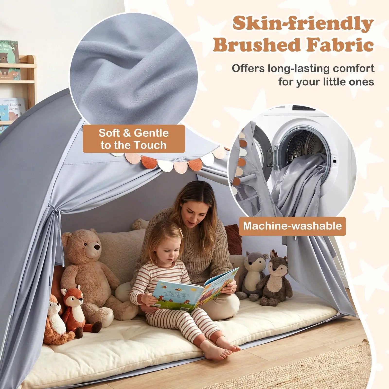 Twin Size Indoor Canopy Tent for Kids with 2 Window and Suits 3+ by DirectDeals