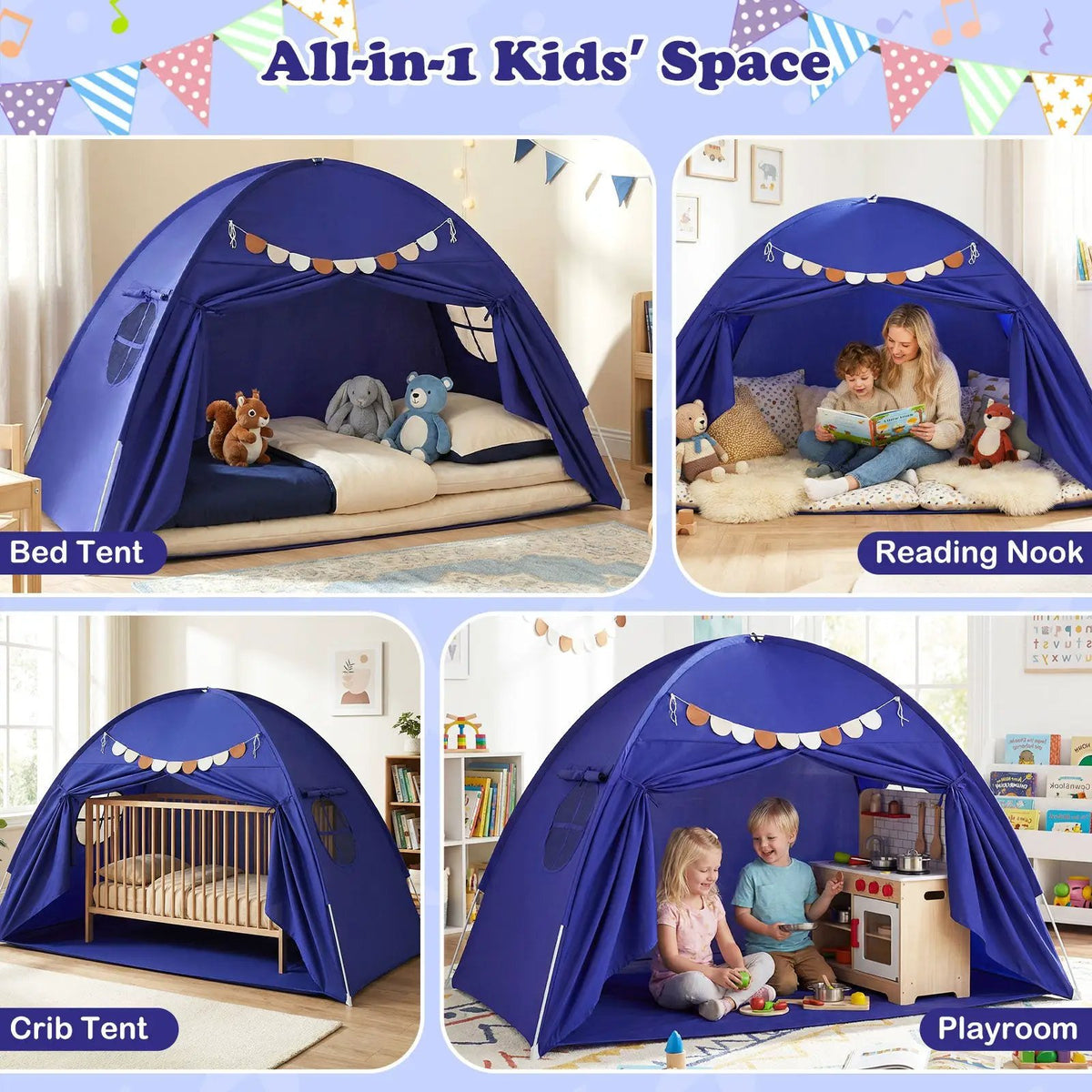 Twin Size Indoor Canopy Tent for Kids with 2 Window and Suits 3+ by DirectDeals