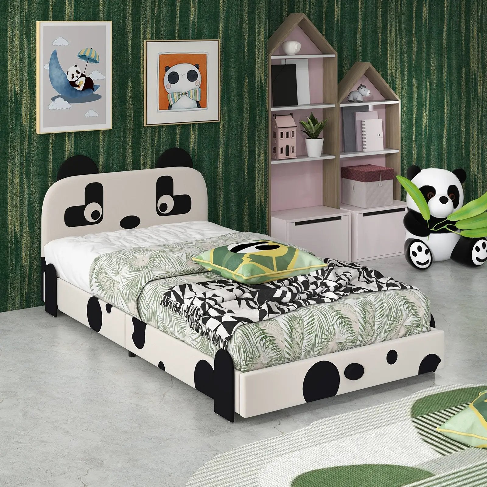 Twin Size Kids Bed with Cute Panda Headboard by DirectDeals