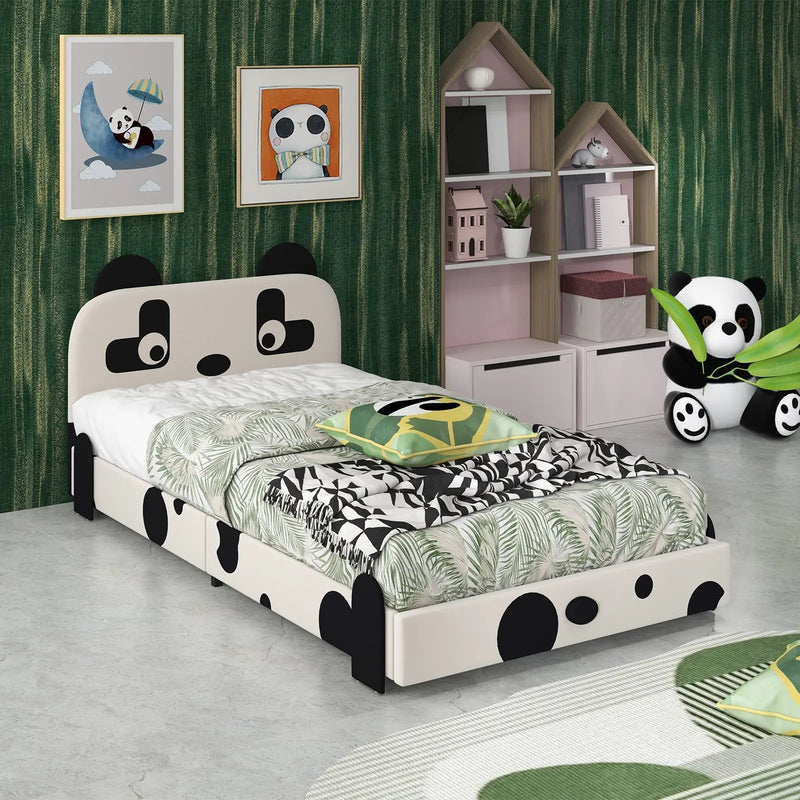 Twin Size Kids Bed with Cute Panda Headboard by DirectDeals