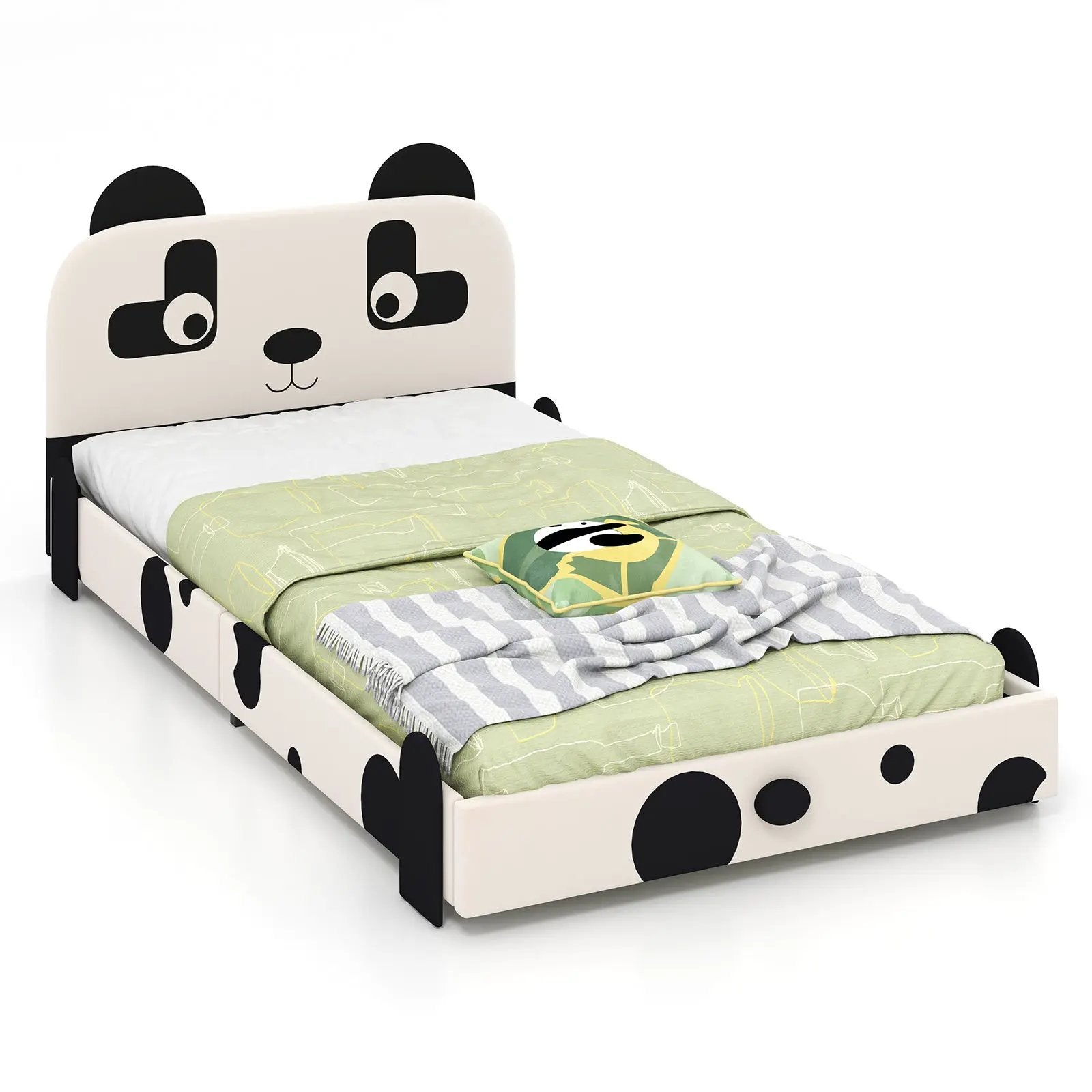 Twin Size Kids Bed with Cute Panda Headboard by DirectDeals