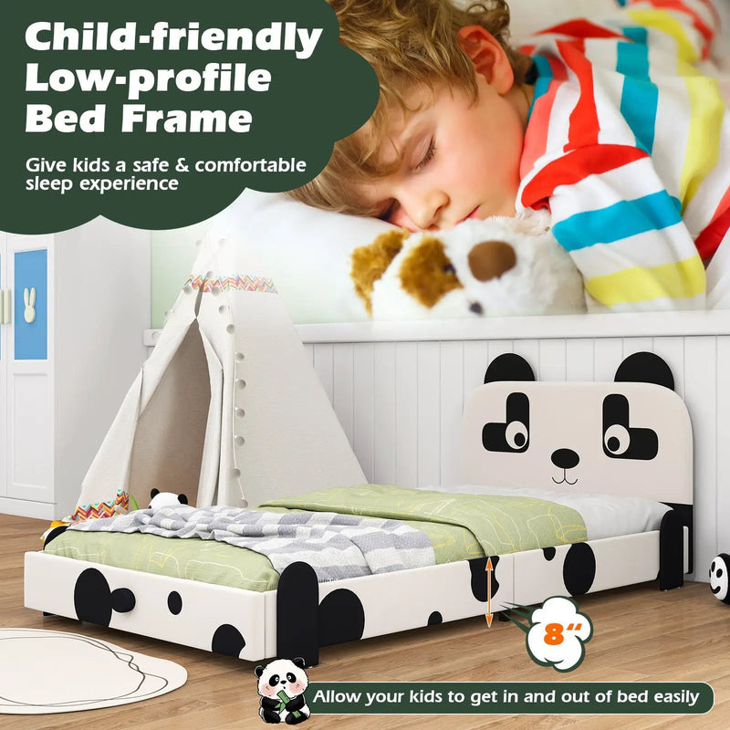Twin Size Kids Bed with Cute Panda Headboard by DirectDeals