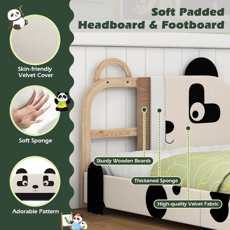 Twin Size Kids Bed with Cute Panda Headboard by DirectDeals