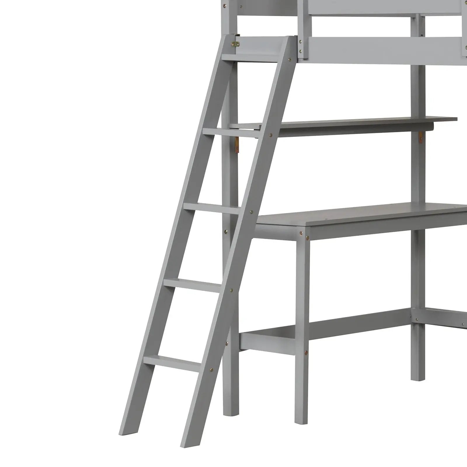 Twin Size Loft Bed with Desk and Bookshelves for Kids and Teens by DirectDeals
