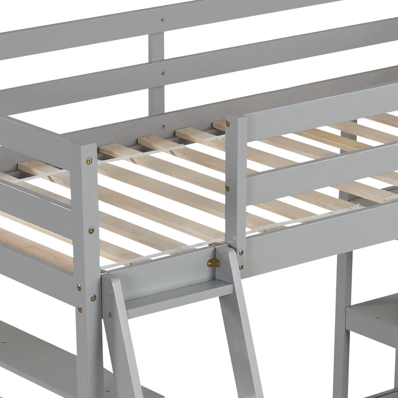 Twin Size Loft Bed with Desk and Bookshelves for Kids and Teens by DirectDeals