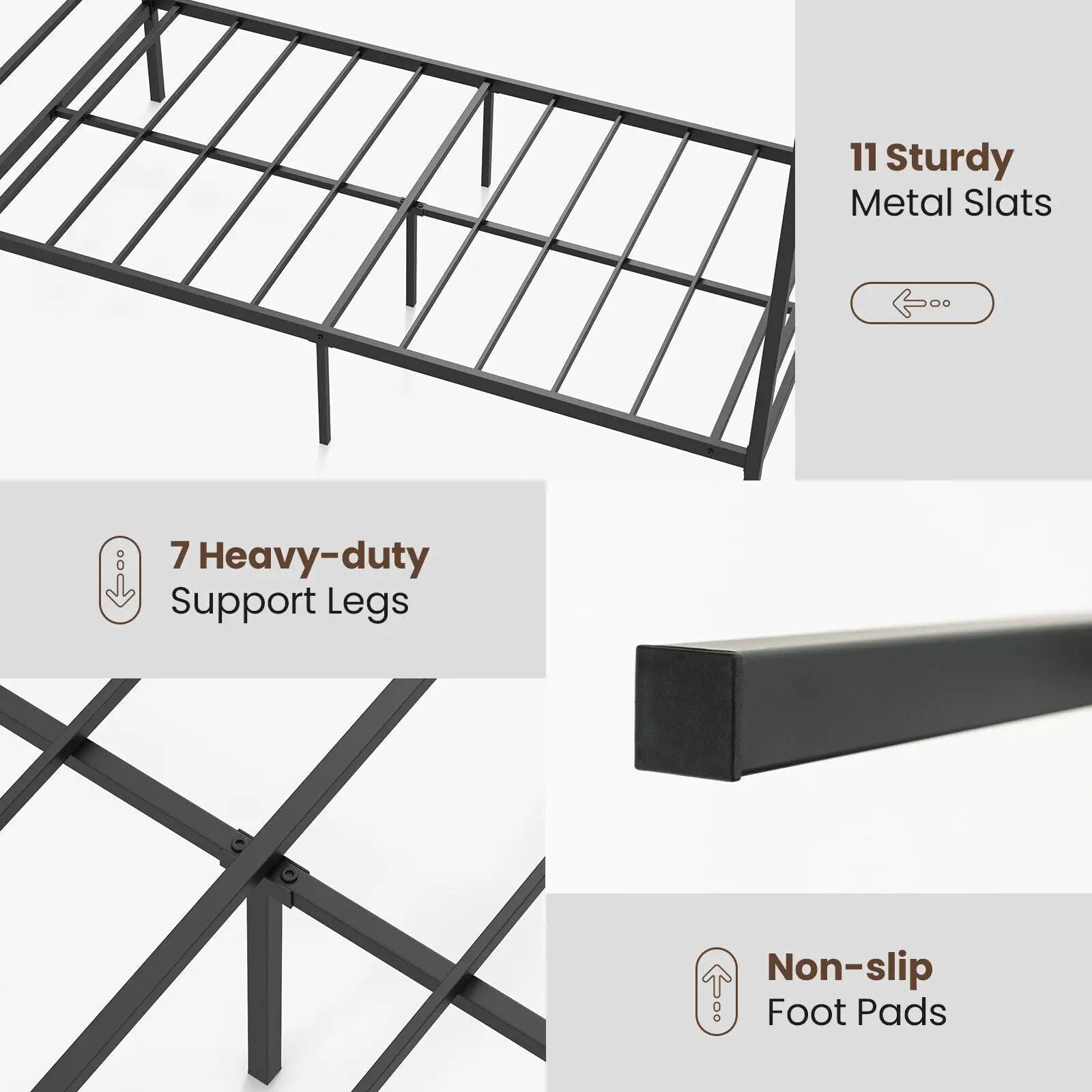 Twin/Full/Queen Size Metal Canopy Bed Frame with Slat Support by DirectDeals