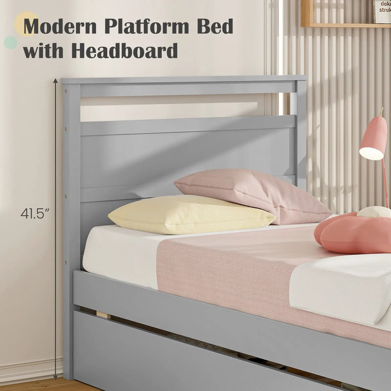 Twin Size Wooden Bed Frame with 2 Drawers for Teens and Adults by DirectDeals
