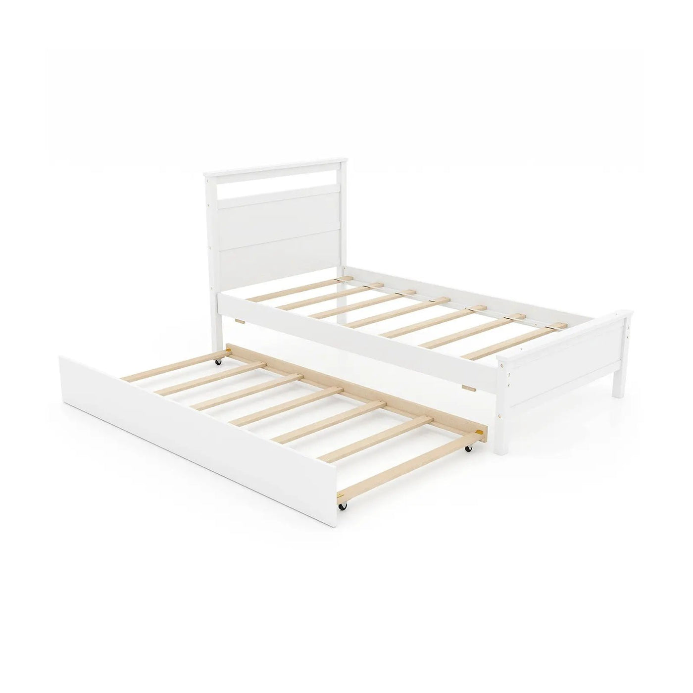 Twin Size Wooden Bed Frame with Trundle for Teens and Adults by DirectDeals