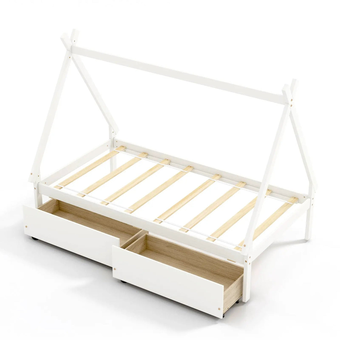 Twin Size Wooden Tent Platform House Bed with 2 Drawers by DirectDeals