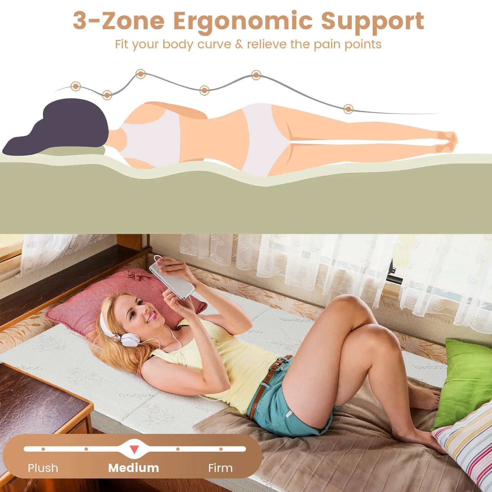 4 Inch Tri-fold Cooling Gel Memory Foam Mattress by DirectDeals