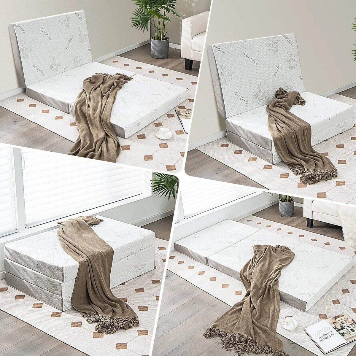 4 Inch Tri-fold Cooling Gel Memory Foam Mattress by DirectDeals