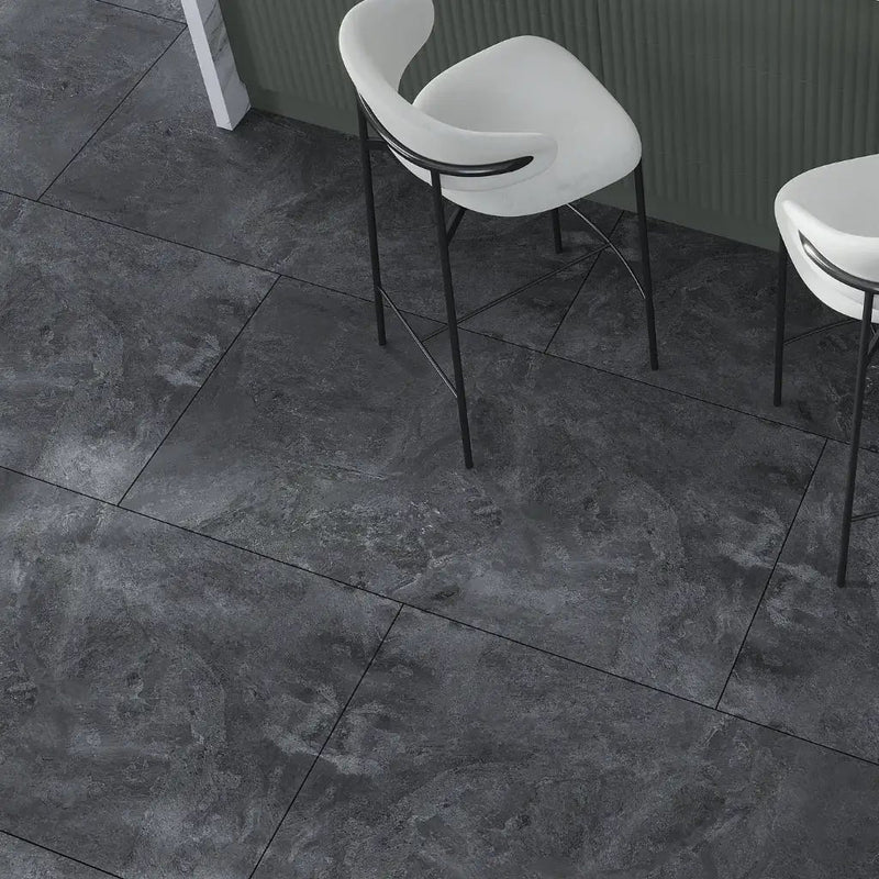 Slate Black 24x48 Matte Porcelain Large Format Tile (2 pack, 15.55 sq ft/case) by Apollo Tile
