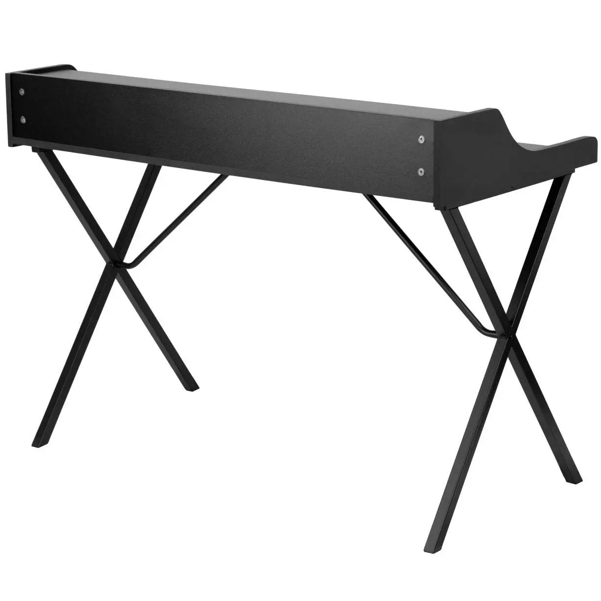 Modern Black Office Table Computer Desk with Raised Top Shelf by HomePacific
