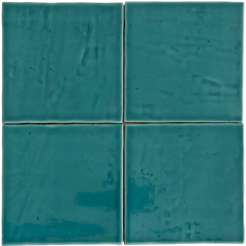 Turquoise Blue 6x6 Glossy Square Porcelain Tile (19 pack, 4.65 sq ft/case) by Apollo Tile