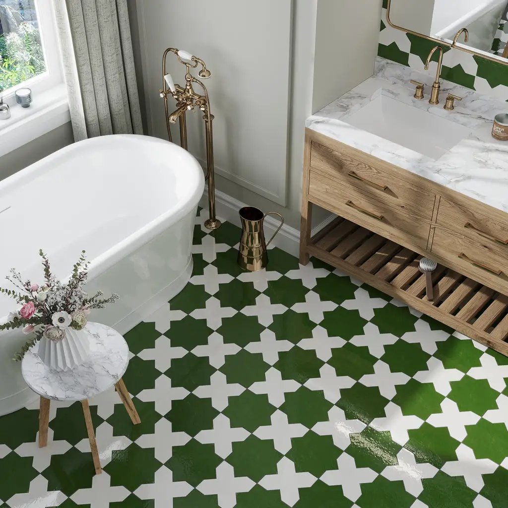 Deep Forest Green 7x7 Glossy Star Porcelain Tile (16 pack, 6.46 sq ft/case) by Apollo Tile