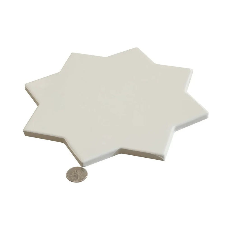 Pearl White 7x7 Glossy Star Porcelain Tile (16 pack, 6.46 sq ft/case) by Apollo Tile