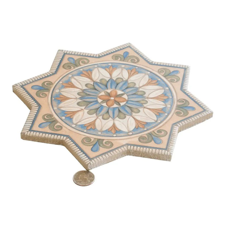 Terracotta Sage Green-Blue 7x7 Matte Star Porcelain Tile (16 pack, 6.46 sq ft/case) by Apollo Tile