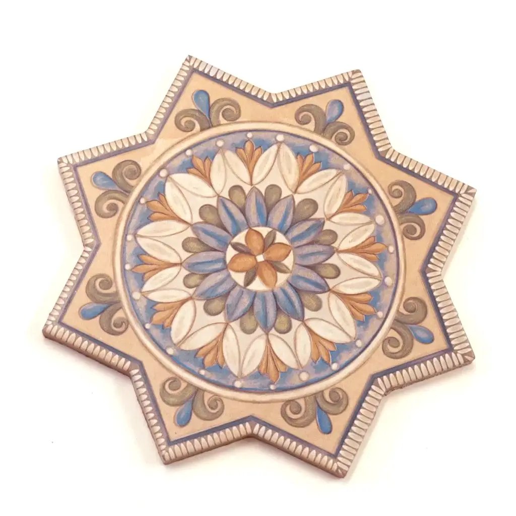 Terracotta Sage Green-Blue 7x7 Matte Star Porcelain Tile (16 pack, 6.46 sq ft/case) by Apollo Tile