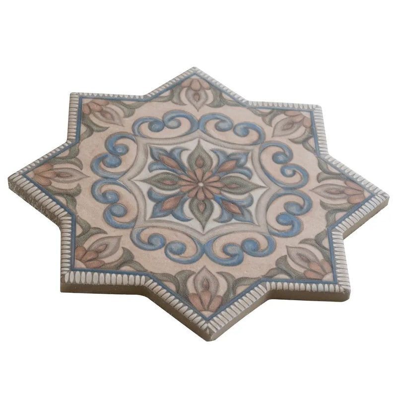 Terracotta Blue Olive Green 7x7 Matte Star Porcelain Tile (16 pack, 6.46 sq ft/case) by Apollo Tile