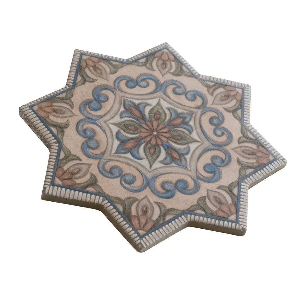 Terracotta Blue Olive Green 7x7 Matte Star Porcelain Tile (16 pack, 6.46 sq ft/case) by Apollo Tile