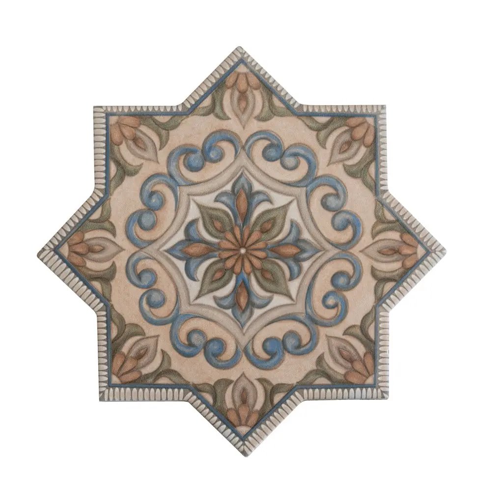 Terracotta Blue Olive Green 7x7 Matte Star Porcelain Tile (16 pack, 6.46 sq ft/case) by Apollo Tile