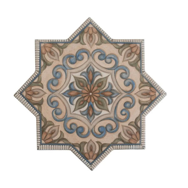 Terracotta Blue Olive Green 7x7 Matte Star Porcelain Tile (16 pack, 6.46 sq ft/case)