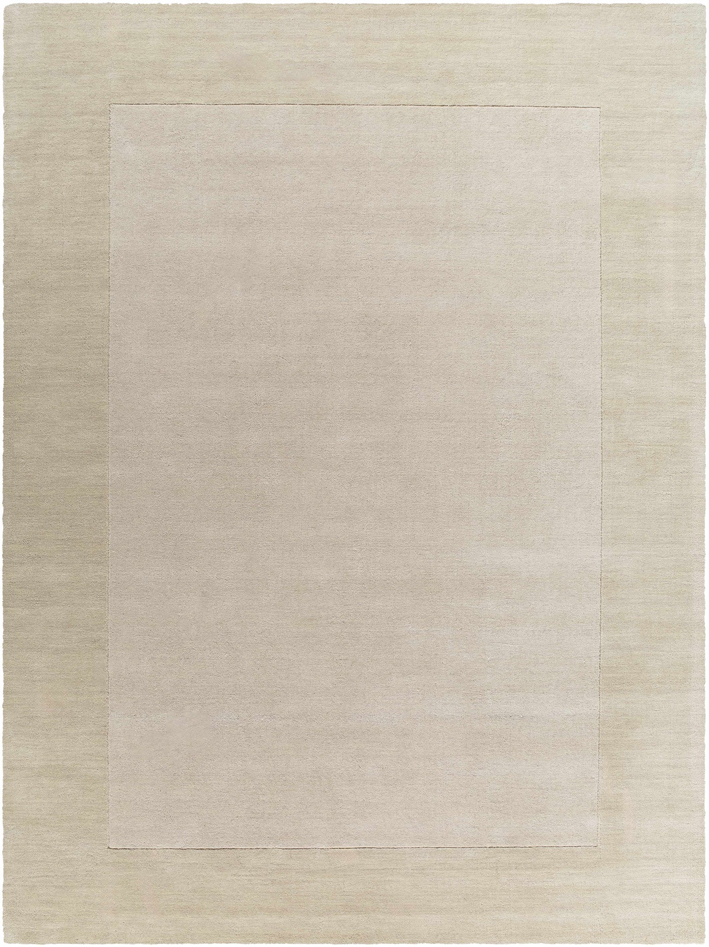 Bordered Solid Wheat Cream Wool Rug by Boutique Rugs