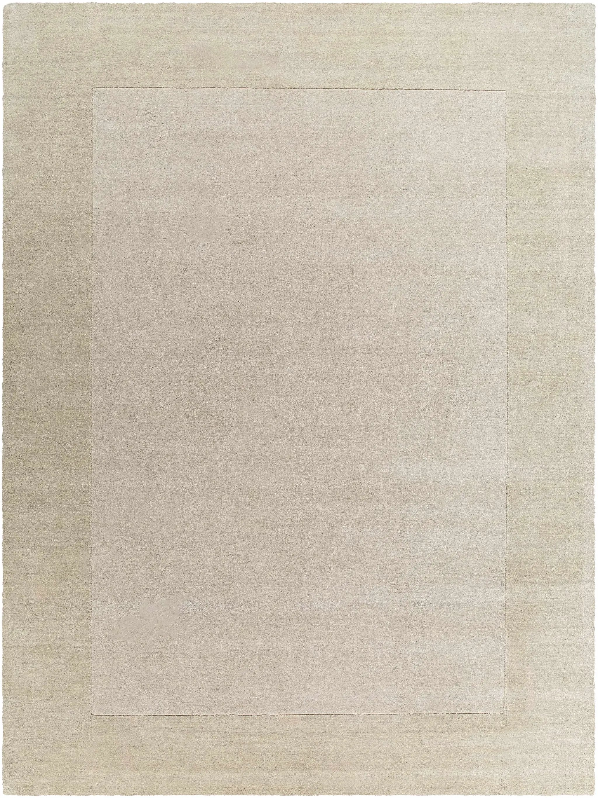 Bordered Solid Wheat Cream Wool Rug by Boutique Rugs