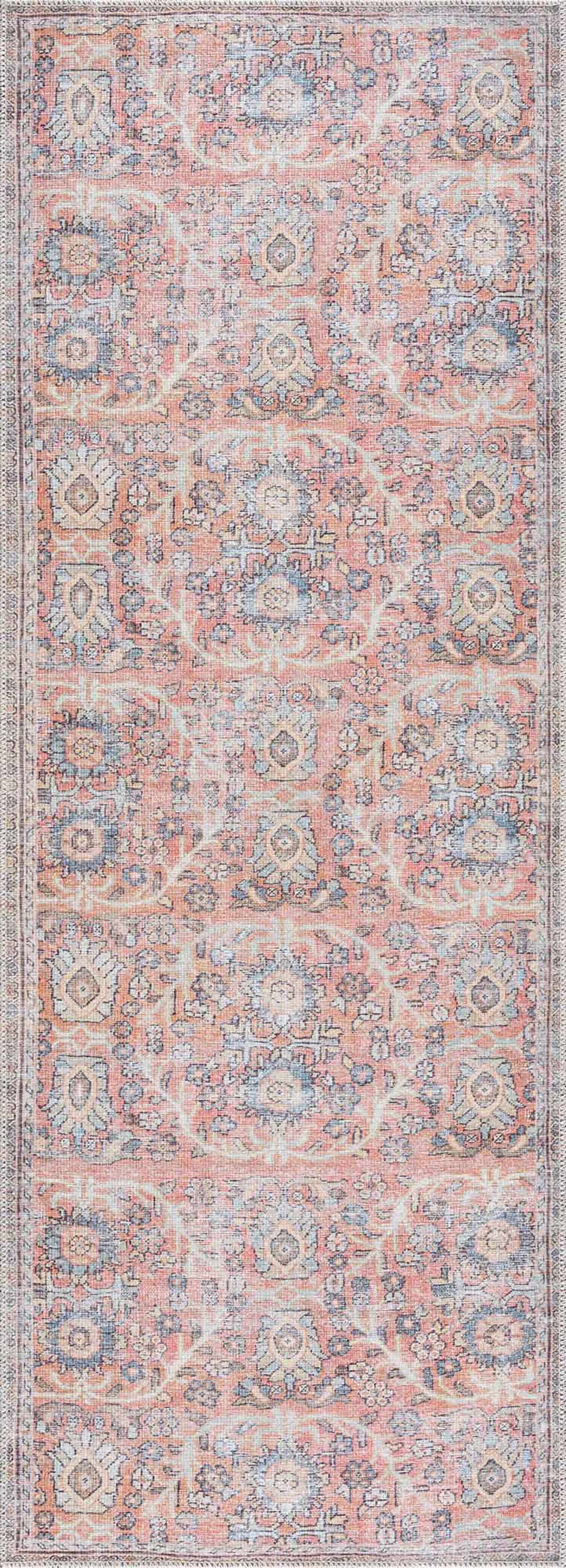 Urpi Rose & Blue Washable Area Rug by Hauteloom